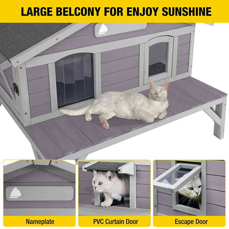Aivituvin-AIR92 Premium Wooden Cat House for Feral Cats |Weatherproof Shelter