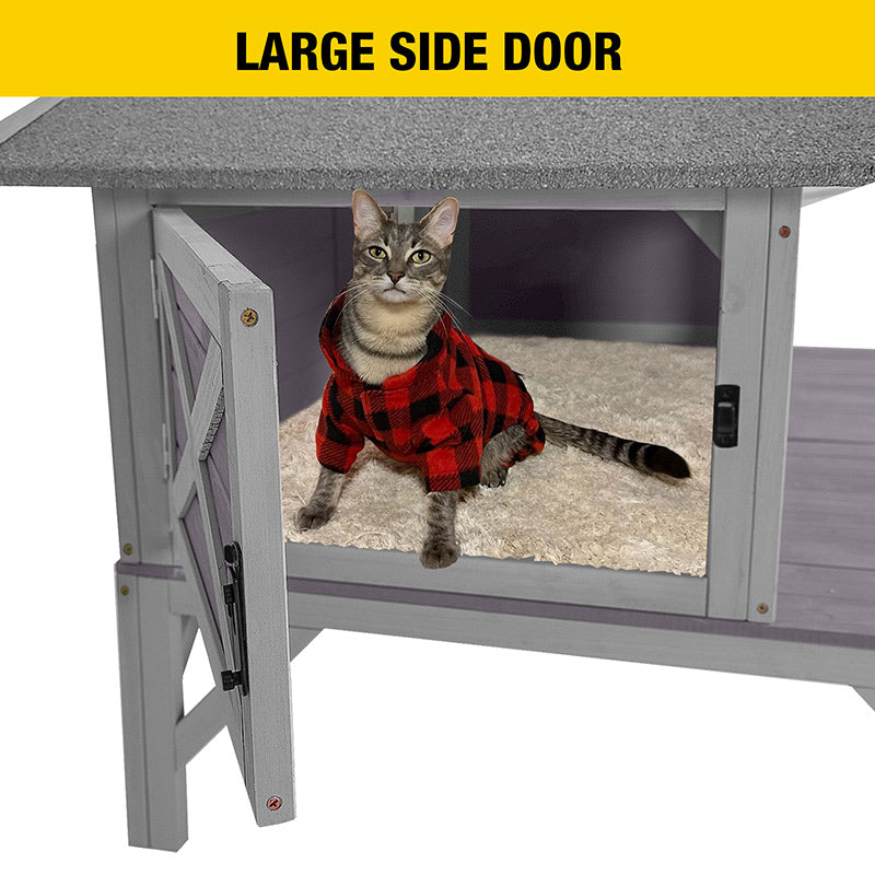 Aivituvin-AIR92 Premium Wooden Cat House for Feral Cats |Weatherproof Shelter