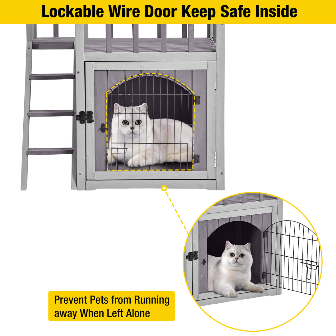 Aivituvin-AIR08-B Outdoor Dog/Cat House, Indoor Cat House (Litter Box and Bed Allowed)