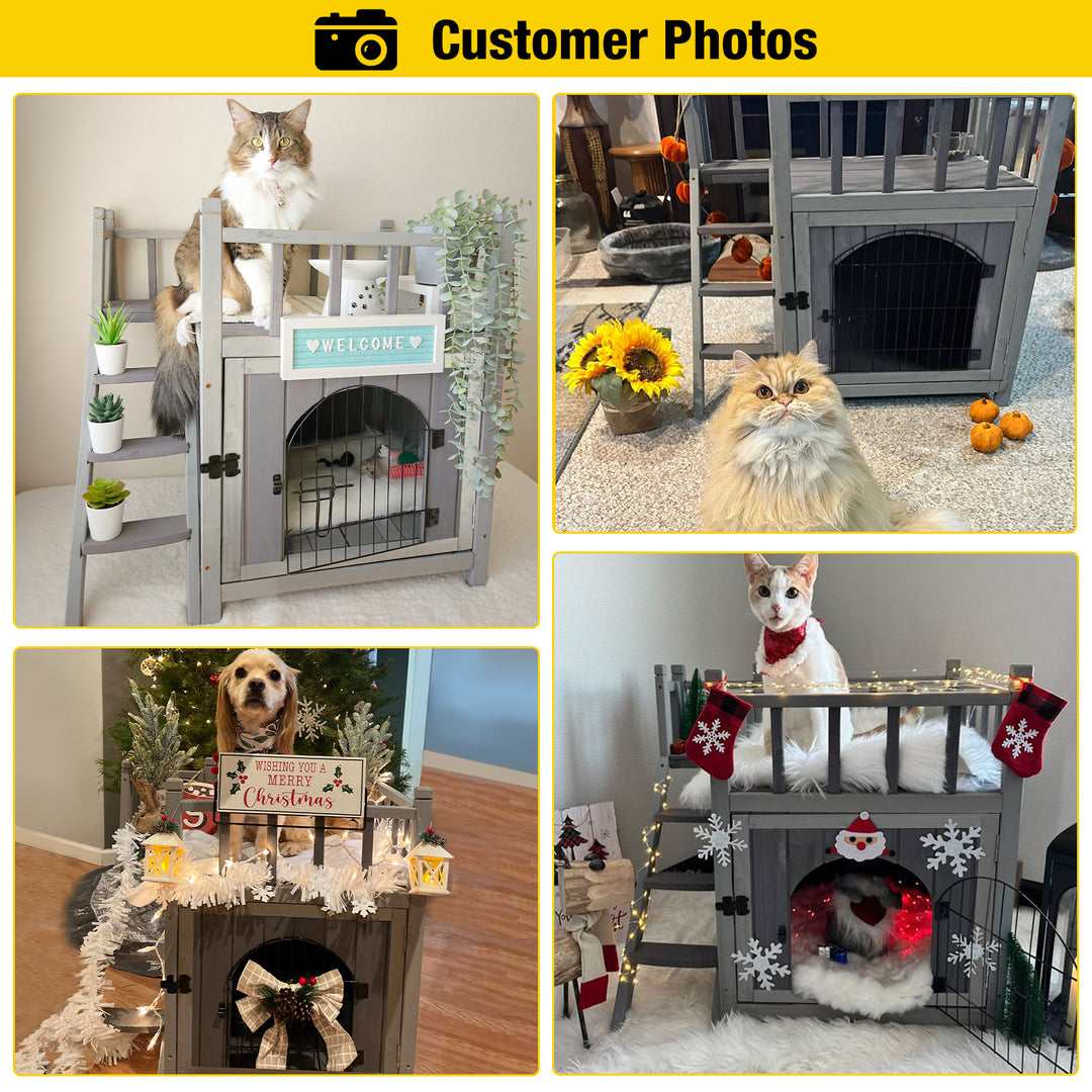 Aivituvin-AIR08-B Outdoor Dog/Cat House, Indoor Cat House (Litter Box and Bed Allowed)