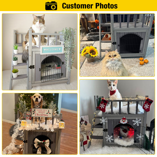 Aivituvin-AIR08-B Outdoor Dog/Cat House, Indoor Cat House (Litter Box and Bed Allowed)