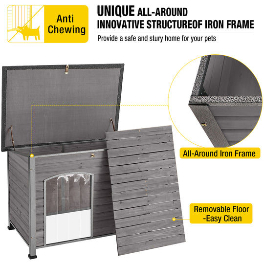 Aivituvin-AIR75 Wooden Heavy Duty Dog Crates House| Strong Iron Frame
