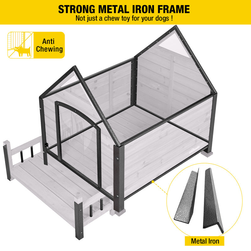 Aivituvin-AIR80/81 Outdoor Dog House with Porch| Strong Iron Frame