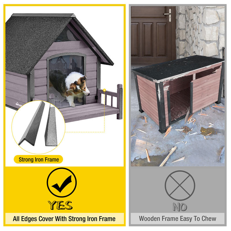 Aivituvin-AIR80/81 Outdoor Dog House with Porch| Strong Iron Frame