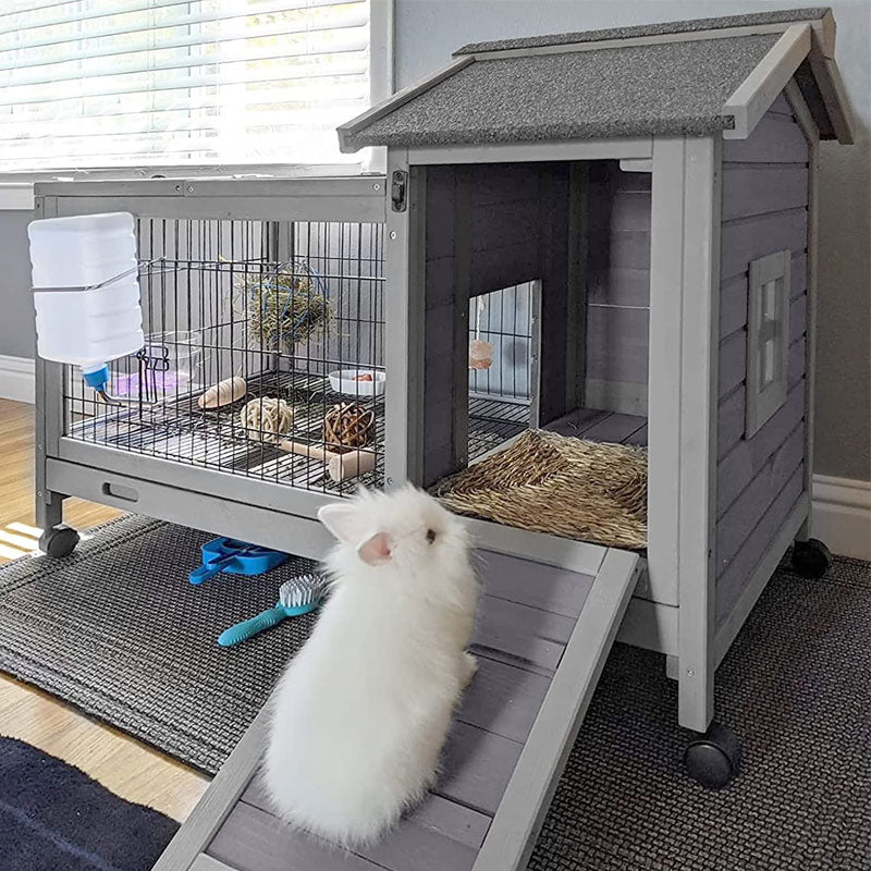Aivituvin-AIR24-CA Rabbit Hutch | Outdoor Bunny Cage (Inner Space 4.84ft²)