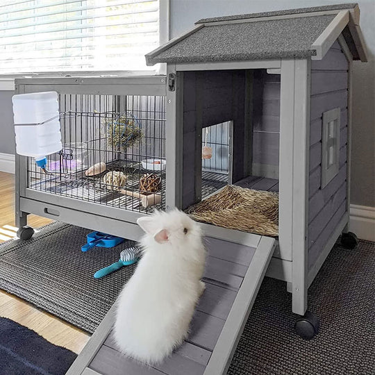 Aivituvin-AIR24-CA Rabbit Hutch | Outdoor Bunny Cage (Inner Space 4.84ft²)