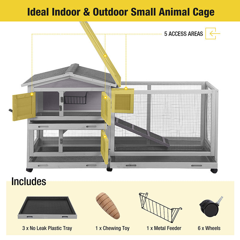 Aivituvin-AIR19 Indoor Outdoor Rabbit Hutch | Bunny Cage (Inner Space 9.6ft²)