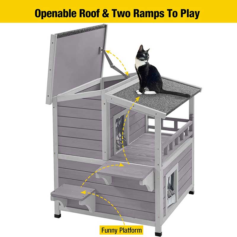 Aivituvin-AIR33 Outdoor Cat House, Indoor Wooden Cat House (Inner space 10.9 ft²)