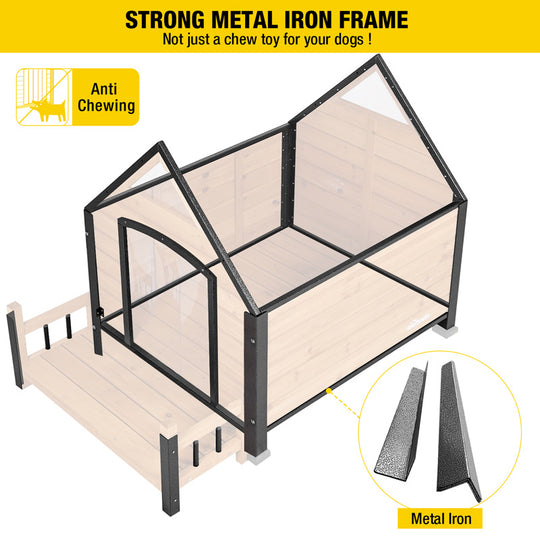 Aivituvin-AIR80/81 Outdoor Dog House with Porch| Strong Iron Frame